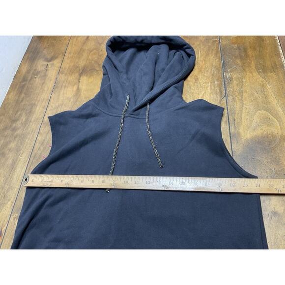 Queen of Sparkles Black Pink Beaded Sleeveless Hoodie Dress Size Large - Picture 3 of 11